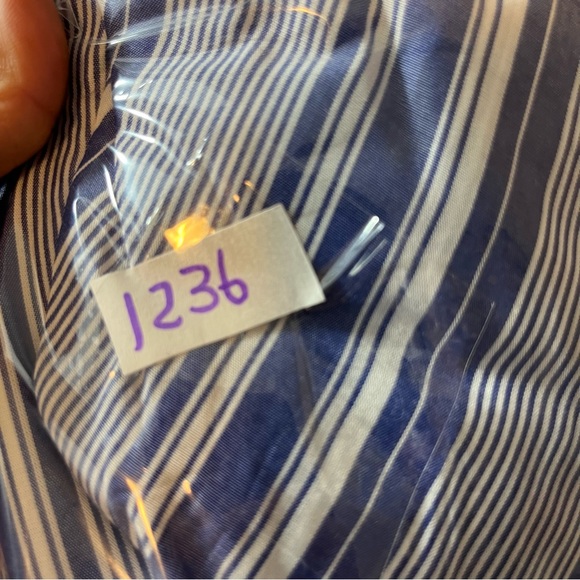 Fourteenth Place navy white nautical striped long sleeve top pledge neck large - Picture 10 of 10